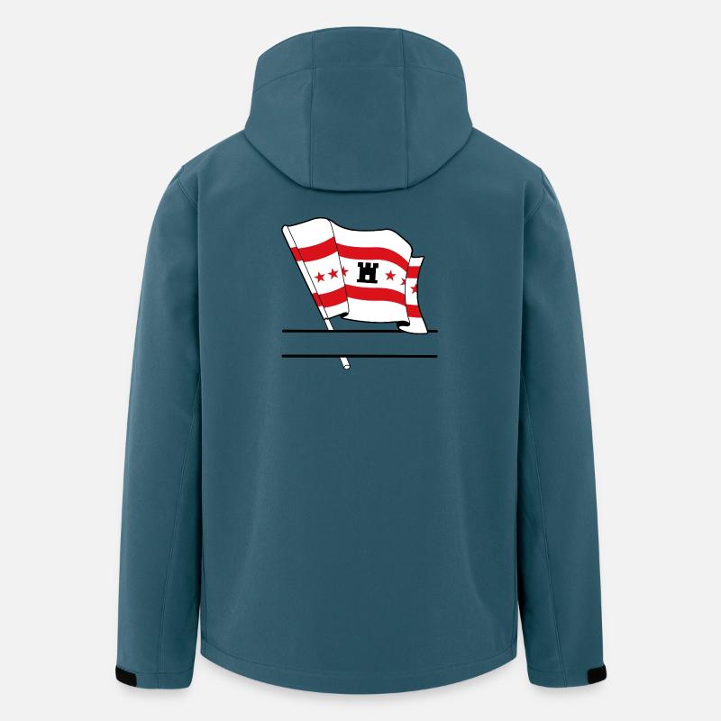 Drapeau Drenthe bannière de texte - Veste softshell homme en polyester recyclé Stanley/Stella - bleu pétrole foncé