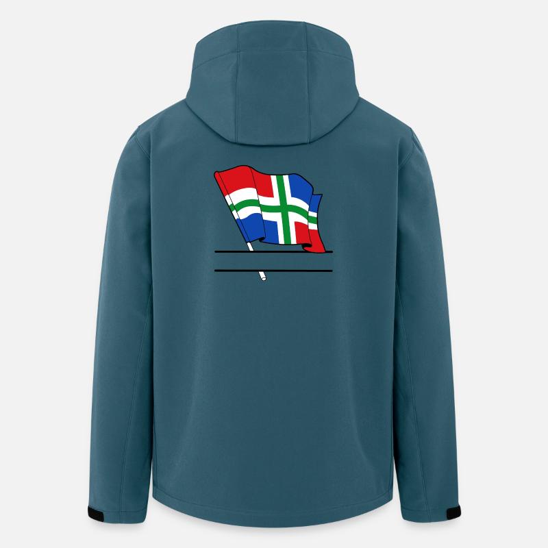 Drapeau Groningue bannière de texte - Veste softshell homme en polyester recyclé Stanley/Stella - bleu pétrole foncé