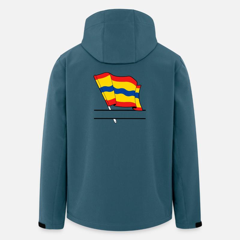 Drapeau Overijssel bannière de texte - Veste softshell homme en polyester recyclé Stanley/Stella - bleu pétrole foncé