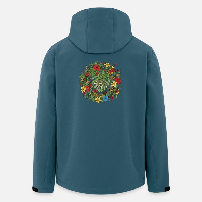 Tropischer Blütenkranz mit Vögeln - Recycelte Männer Softshell-Jacke von Stanley/Stella - Dunkles Petrol