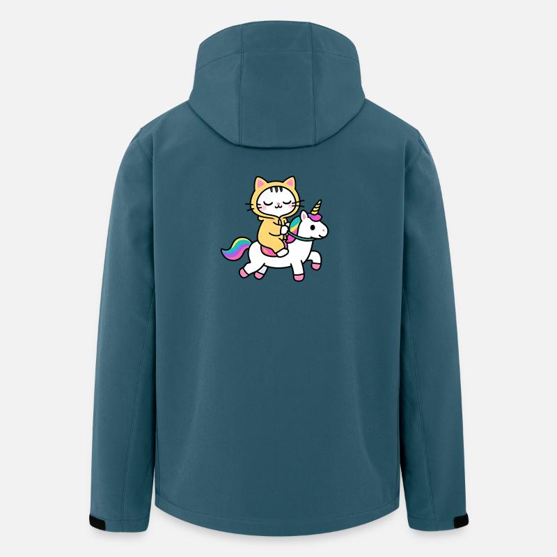 Katze auf einem Regenbogen-Einhorn - Recycelte Männer Softshell-Jacke von Stanley/Stella - Dunkles Petrol