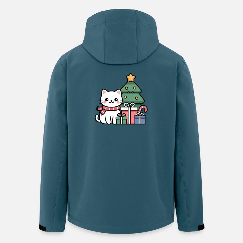 Kawaii Weihnachts Katze mit Geschenken - Recycelte Männer Softshell-Jacke von Stanley/Stella - Dunkles Petrol