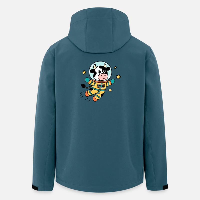 Vache Astronaute dans l'espace - Veste softshell homme en polyester recyclé Stanley/Stella - bleu pétrole foncé
