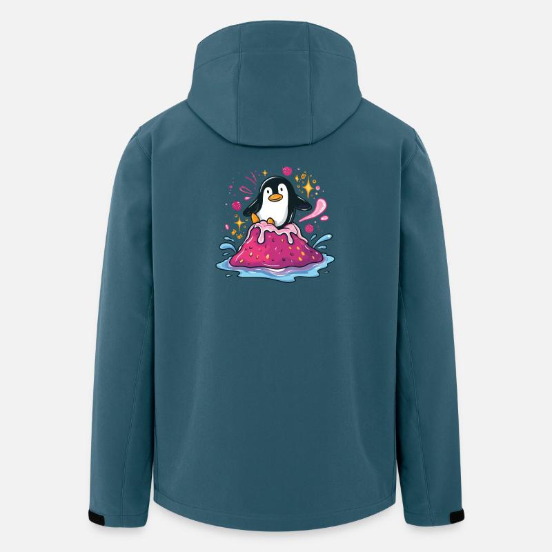 Pinguin auf pinker Marmelade-Welle - Recycelte Männer Softshell-Jacke von Stanley/Stella - Dunkles Petrol