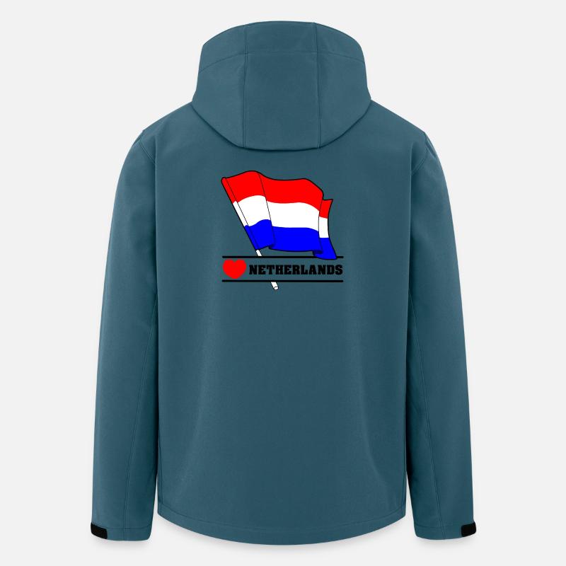 Drapeau des Pays-Bas avec cœur - Veste softshell homme en polyester recyclé Stanley/Stella - bleu pétrole foncé