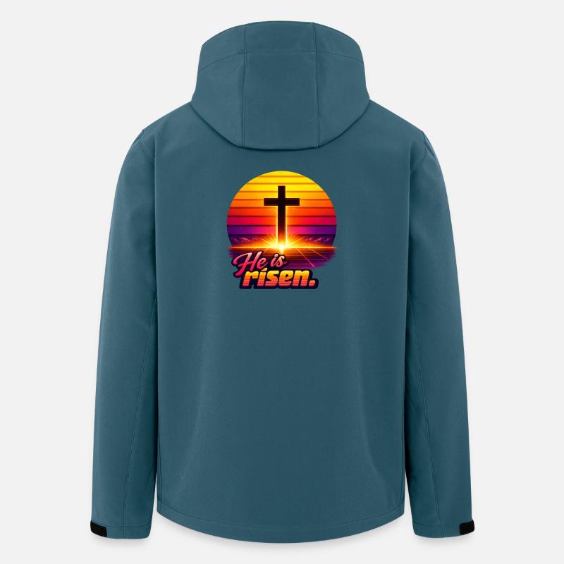 He is risen Sunset retro - Recycelte Männer Softshell-Jacke von Stanley/Stella - Dunkles Petrol