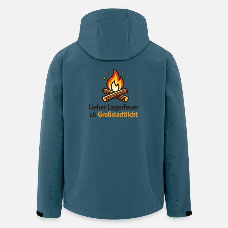Lagerfeuer gegen Großstadtlicht - Recycelte Männer Softshell-Jacke von Stanley/Stella - Dunkles Petrol