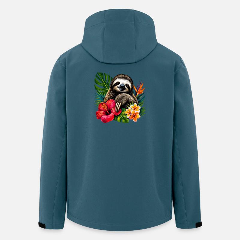 Tropisches Faultier im Blumenrausch - Recycelte Männer Softshell-Jacke von Stanley/Stella - Dunkles Petrol