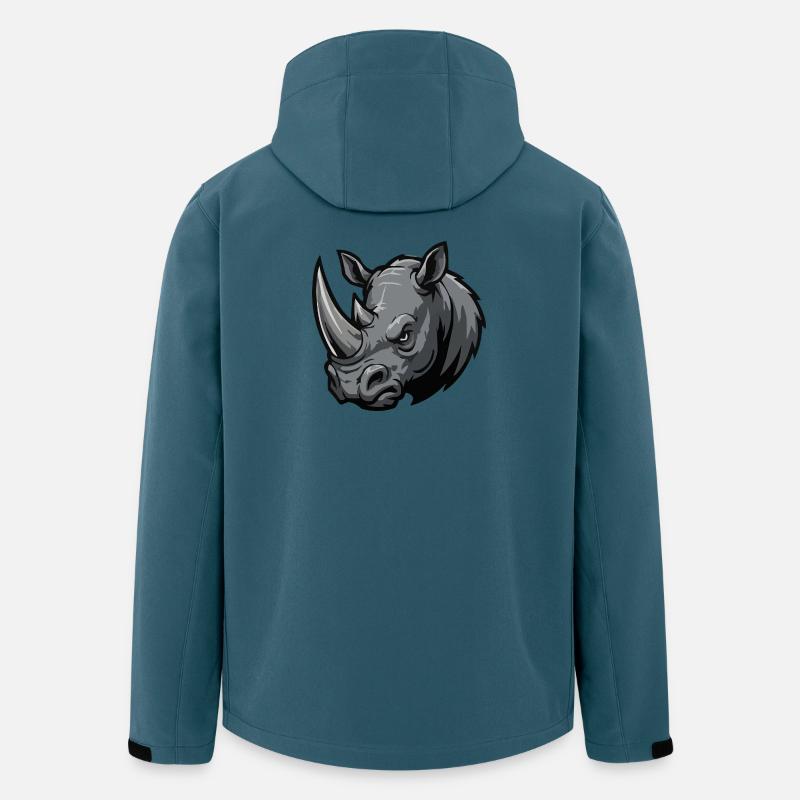 Grauer Rhino Kopf Mascot - Recycelte Männer Softshell-Jacke von Stanley/Stella - Dunkles Petrol