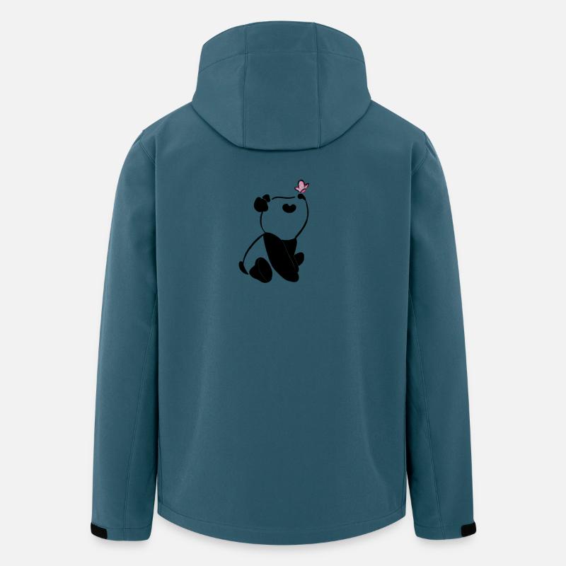Panda avec papillon – Motif d’animal mignon - Veste softshell homme en polyester recyclé Stanley/Stella - bleu pétrole foncé