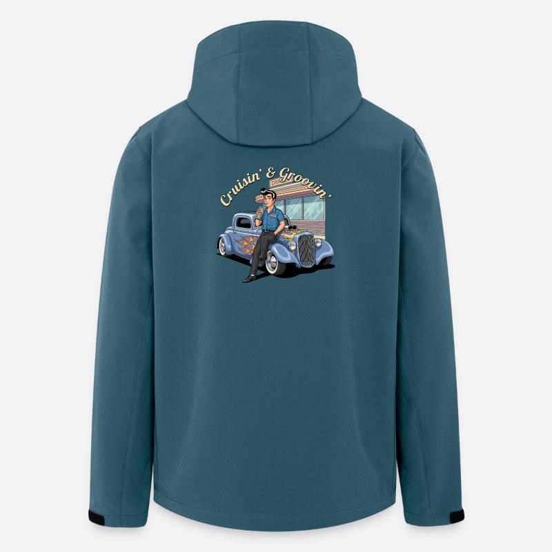 Retro Drive-In Rockabilly Design - Recycelte Männer Softshell-Jacke von Stanley/Stella - Dunkles Petrol