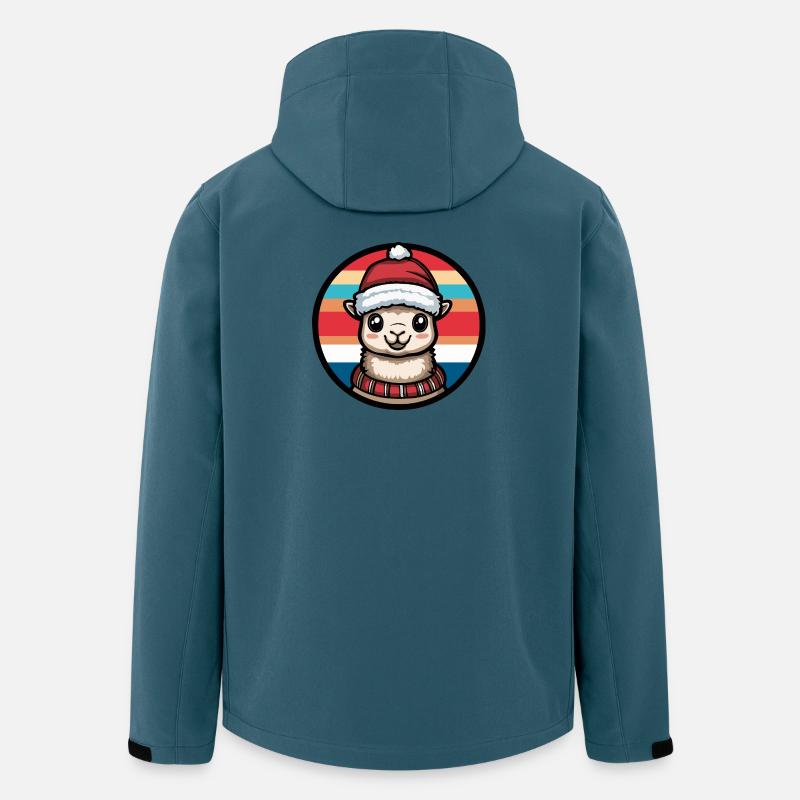 Weihnachts-Alpaka mit Santa Hut - Recycelte Männer Softshell-Jacke von Stanley/Stella - Dunkles Petrol