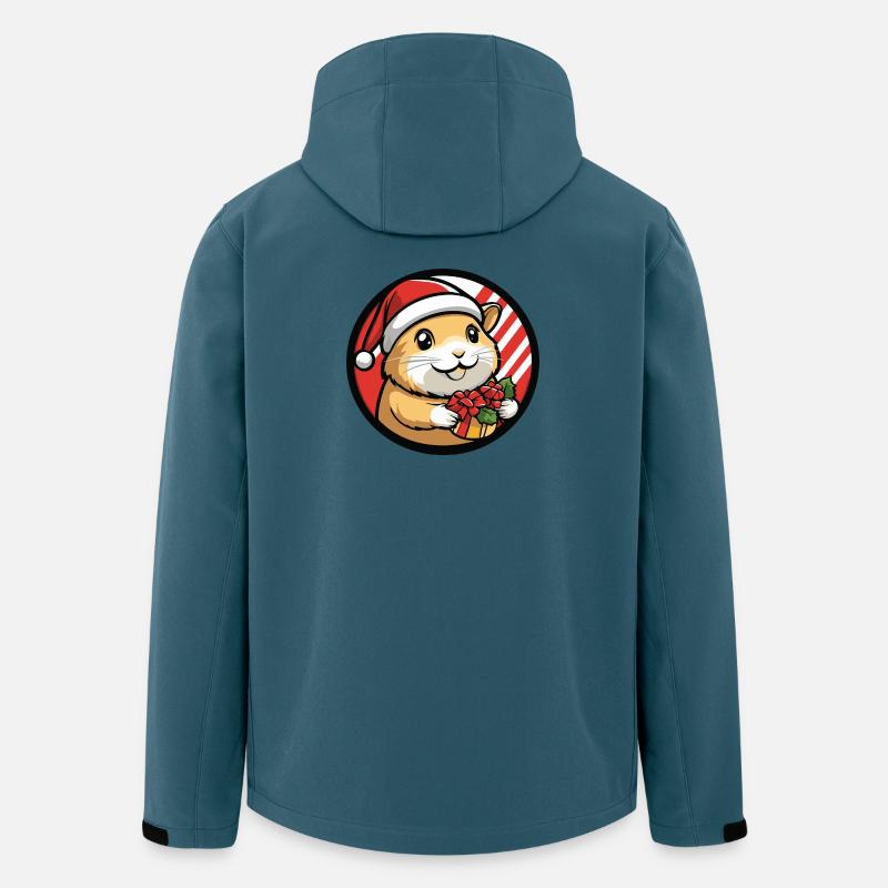 Hamster mit Weihnachtsgeschenk - Recycelte Männer Softshell-Jacke von Stanley/Stella - Dunkles Petrol