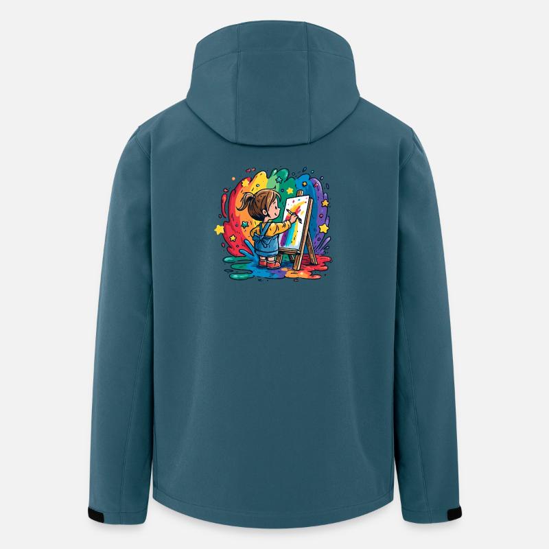 Kleines Kind malt im Farbregen - Recycelte Männer Softshell-Jacke von Stanley/Stella - Dunkles Petrol