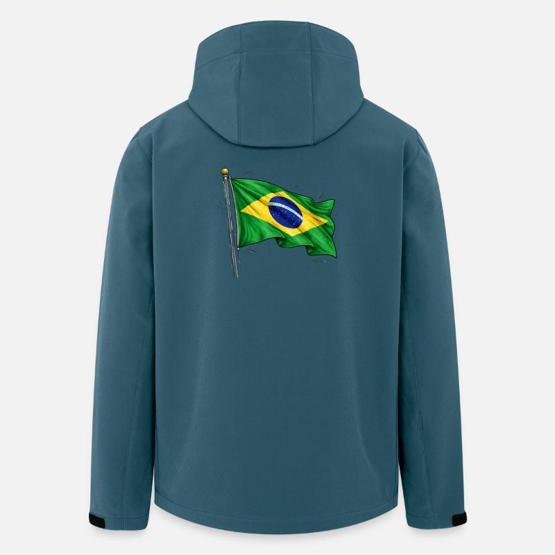 Drapeau du Brésil - Veste softshell homme en polyester recyclé Stanley/Stella - bleu pétrole foncé
