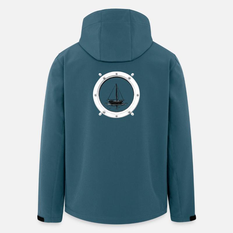 Porthole Segelboot Schwarz-Weiß - Recycelte Männer Softshell-Jacke von Stanley/Stella - Dunkles Petrol