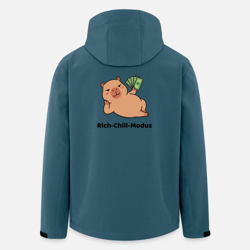 Geldschein-Piggy Pose Wasserschwein Capybara - Recycelte Männer Softshell-Jacke von Stanley/Stella - Dunkles Petrol