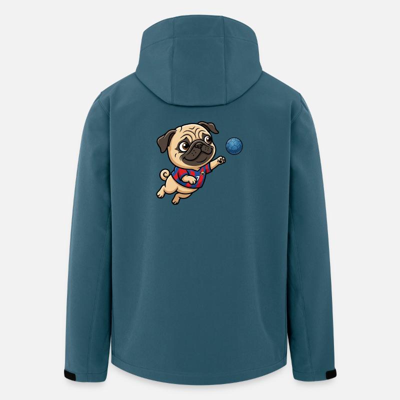 Lustiger Mops Handballfan Nummer 7 - Recycelte Männer Softshell-Jacke von Stanley/Stella - Dunkles Petrol