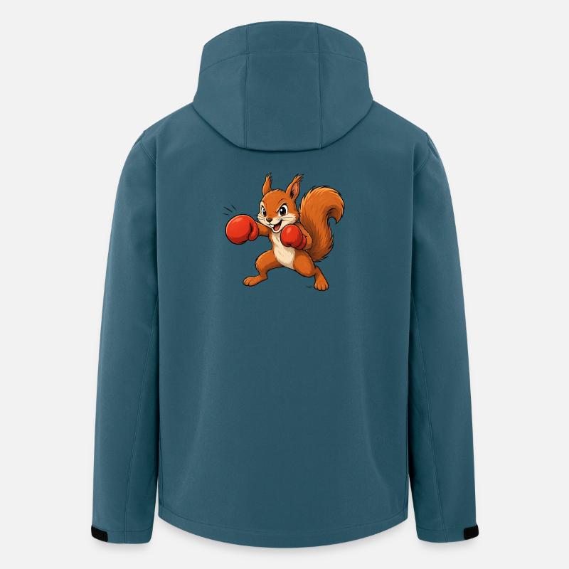 Boxendes Eichhörnchen Cartoon Spaß Motiv  - Recycelte Männer Softshell-Jacke von Stanley/Stella - Dunkles Petrol