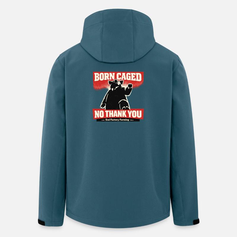 Né pris – Non merci, élevage industriel - Veste softshell homme en polyester recyclé Stanley/Stella - bleu pétrole foncé