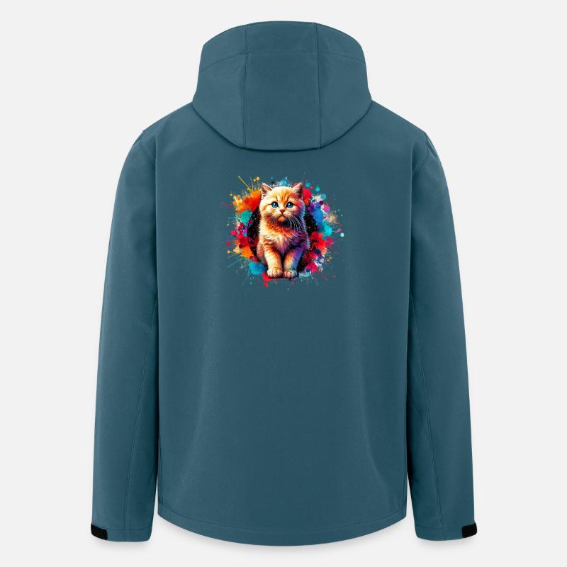 Katze - Recycelte Männer Softshell-Jacke von Stanley/Stella - Dunkles Petrol