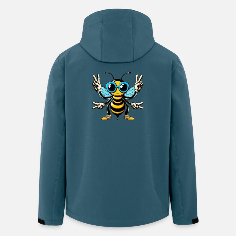 Biene mit Sonnenbrille - Recycelte Männer Softshell-Jacke von Stanley/Stella - Dunkles Petrol
