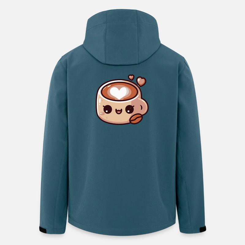 Niedlicher Cartoon-Herz-Latte-Becher - Recycelte Männer Softshell-Jacke von Stanley/Stella - Dunkles Petrol
