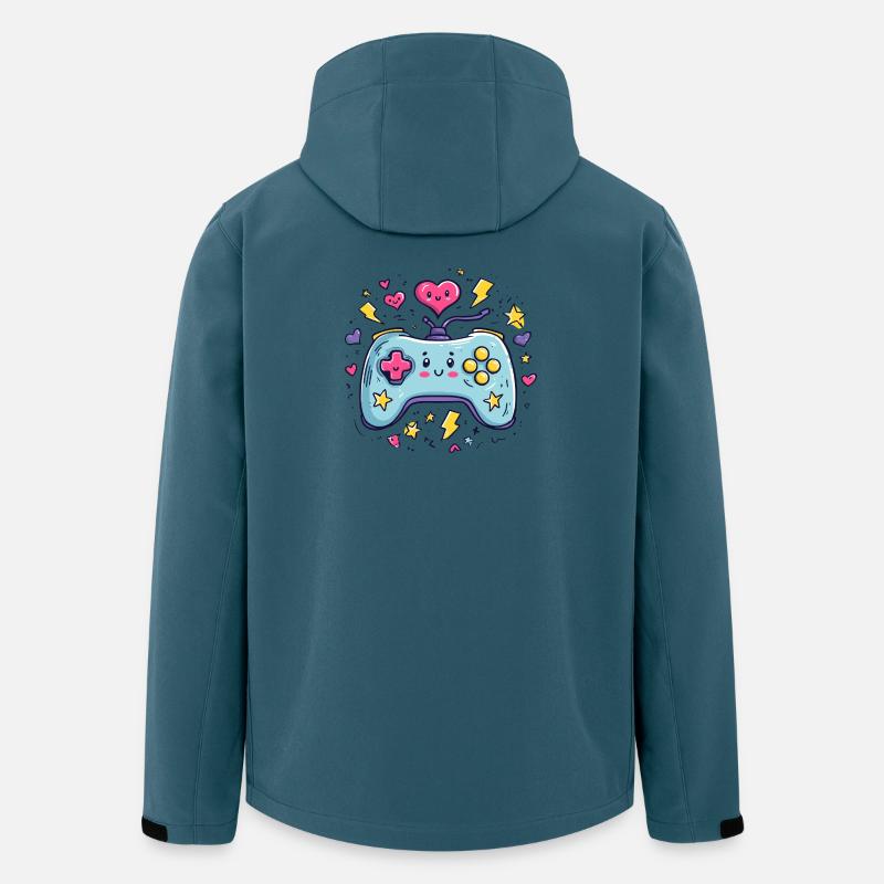 Kawaii Controller Herzfreude - Recycelte Männer Softshell-Jacke von Stanley/Stella - Dunkles Petrol
