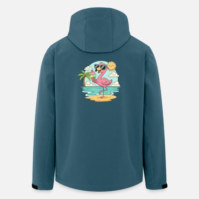 Flamingo am Strand mit Eis & Sonne - Recycelte Männer Softshell-Jacke von Stanley/Stella - Dunkles Petrol