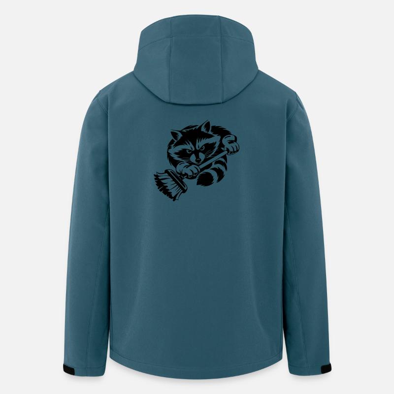 Vaskebjørn med moppe – rengøringsprofessionel - Stanley/Stella herre softshelljakke i genanvendt polyester - mørk petrol