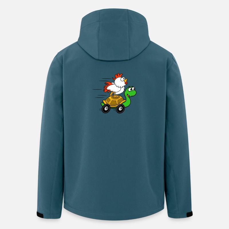 Hühner auf dem Schildkrötenwagen - Recycelte Männer Softshell-Jacke von Stanley/Stella - Dunkles Petrol