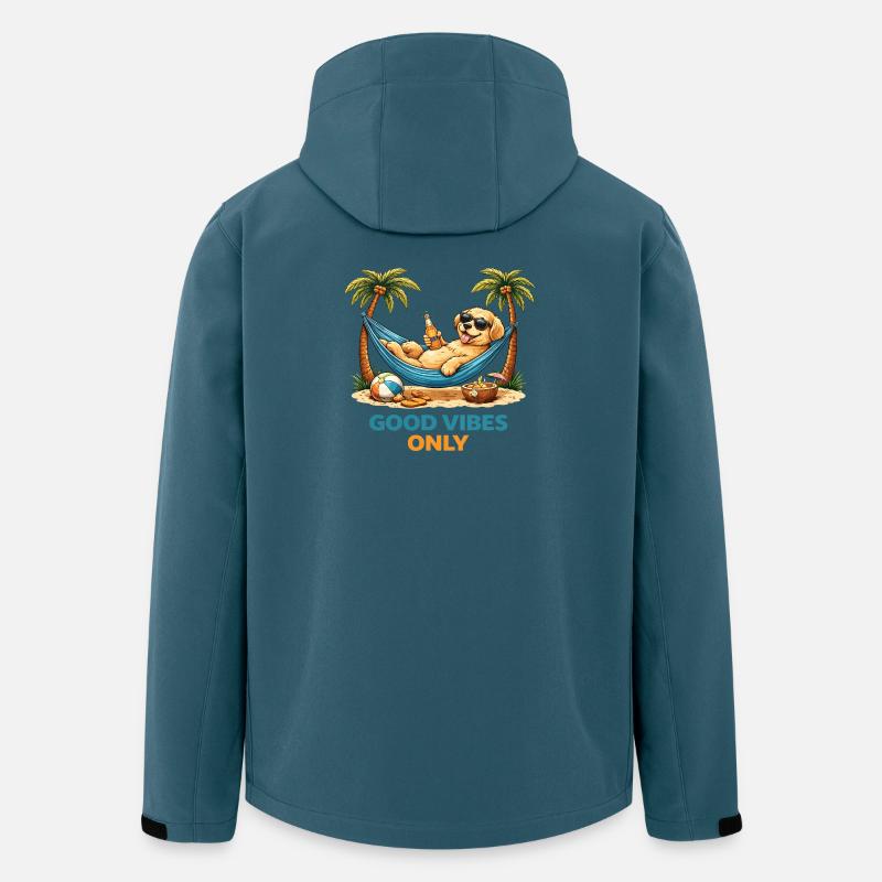 Hvalp i hængekøje – Chill mode - Stanley/Stella herre softshelljakke i genanvendt polyester - mørk petrol
