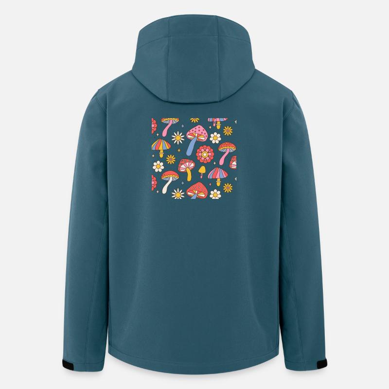 Retro Mushroom Flower Pattern 70s Design - Recycelte Männer Softshell-Jacke von Stanley/Stella - Dunkles Petrol
