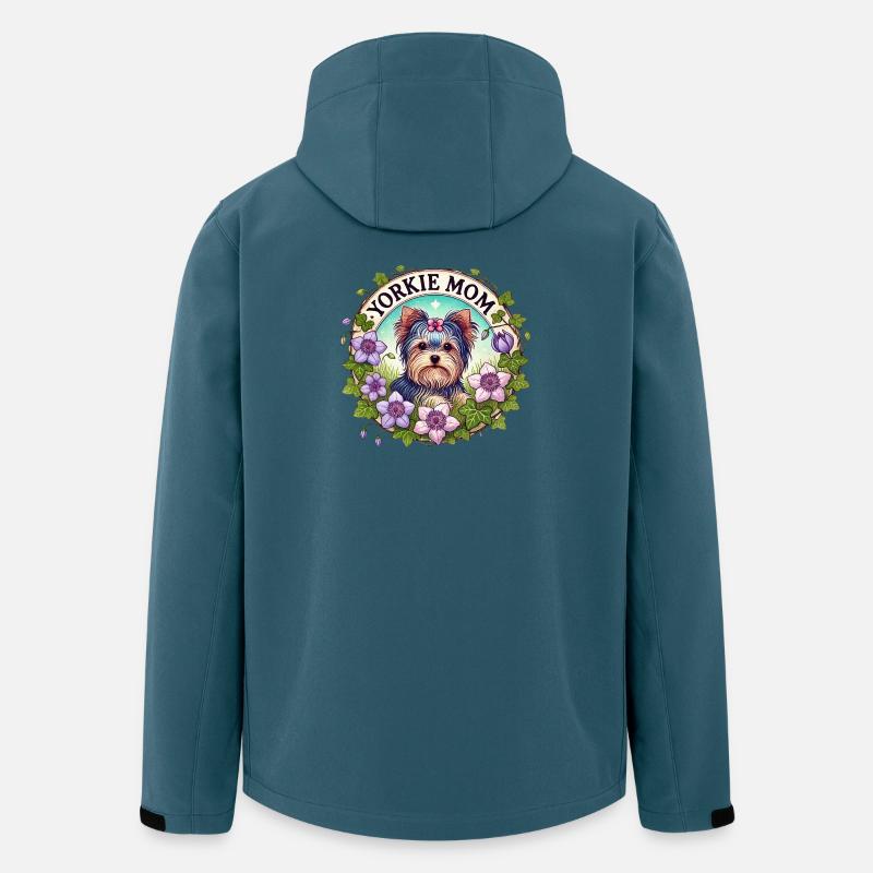 Yorkie Mom Blumenkreis - Recycelte Männer Softshell-Jacke von Stanley/Stella - Dunkles Petrol