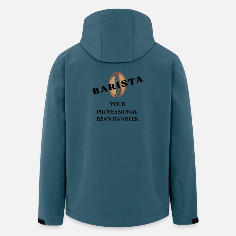 Graphique barista de café - Veste softshell homme en polyester recyclé Stanley/Stella - bleu pétrole foncé
