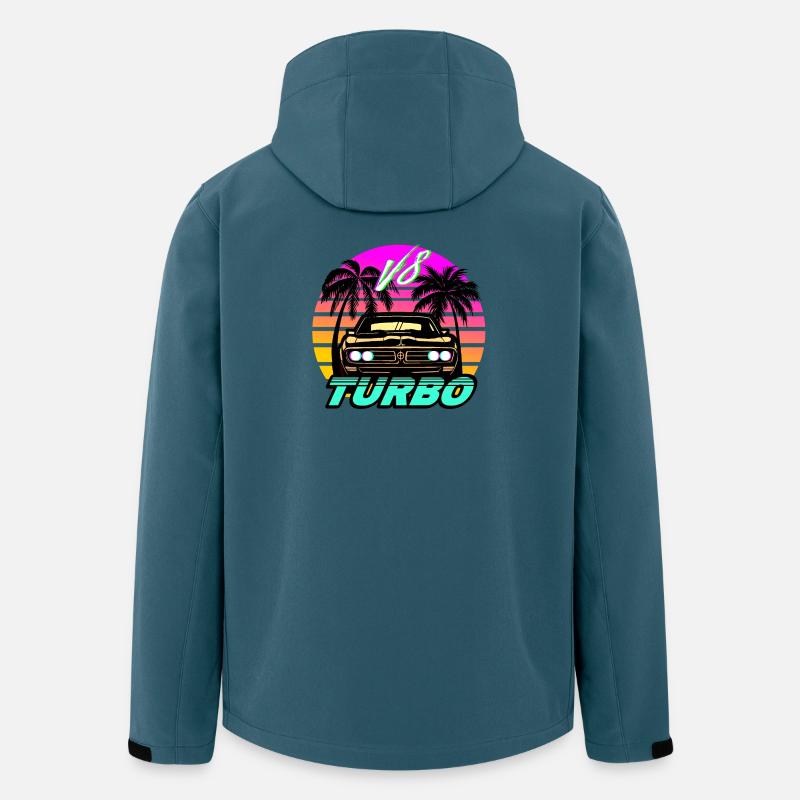 Synthwave Auto Turbo V8 - Veste softshell homme en polyester recyclé Stanley/Stella - bleu pétrole foncé