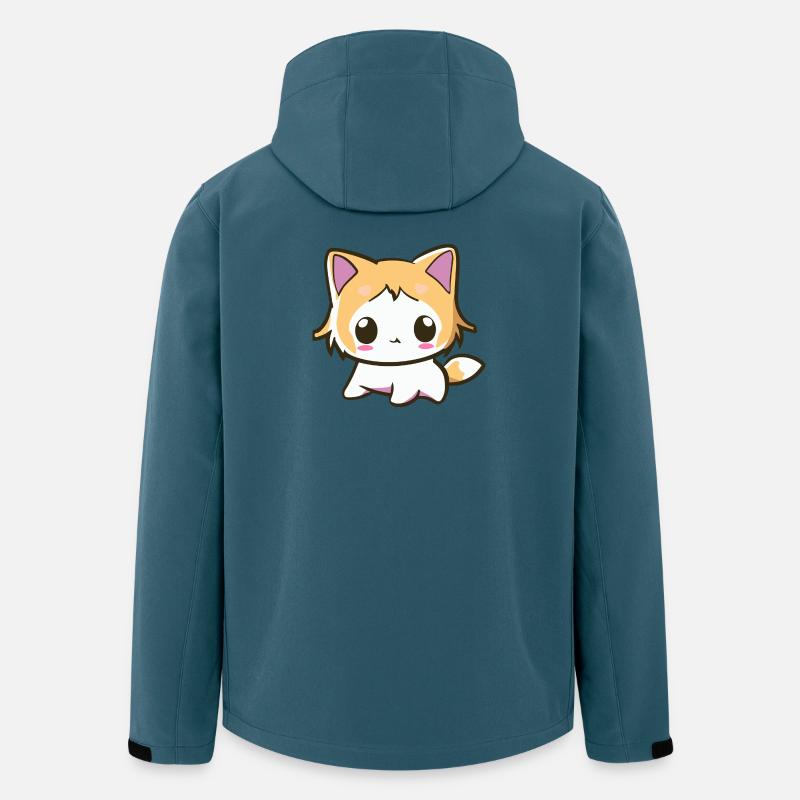 Kawaii Chibi Cat - Mignon chaton d’anime - Veste softshell homme en polyester recyclé Stanley/Stella - bleu pétrole foncé
