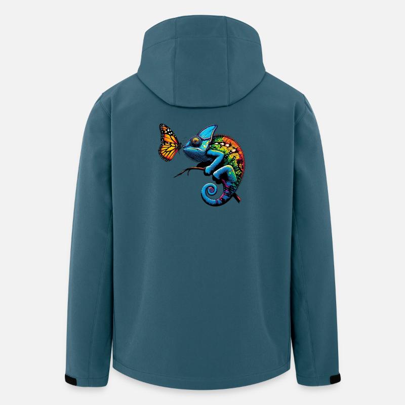 Caméléon et papillon - Veste softshell homme en polyester recyclé Stanley/Stella - bleu pétrole foncé