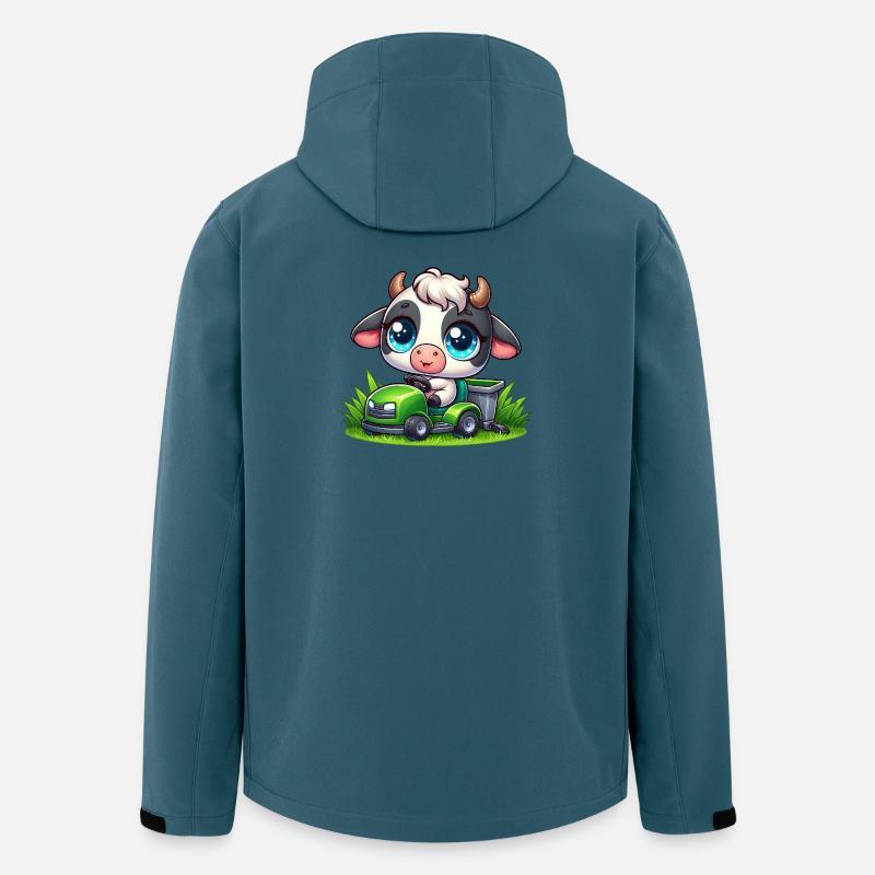Süße Kuh Bulle Rasenmäher Gärtner Gartenbau - Recycelte Männer Softshell-Jacke von Stanley/Stella - Dunkles Petrol