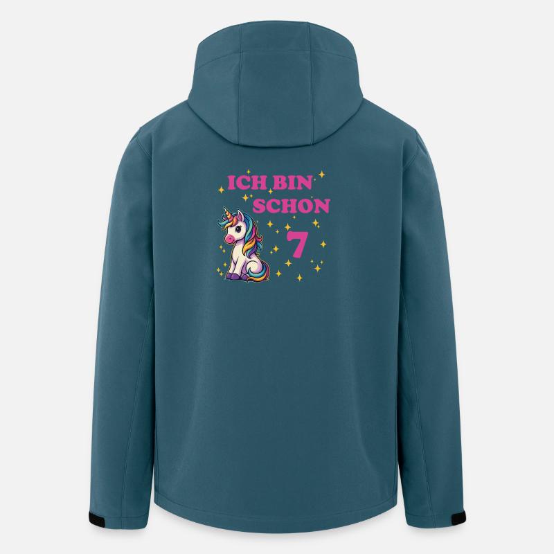 Kindergeburtstag 7, Tanzendes Lustiges Einhorn - Recycelte Männer Softshell-Jacke von Stanley/Stella - Dunkles Petrol