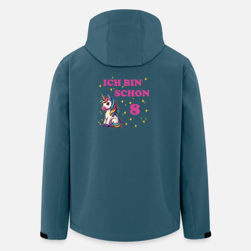 Kindergeburtstag 8, Tanzendes Lustiges Einhorn - Recycelte Männer Softshell-Jacke von Stanley/Stella - Dunkles Petrol