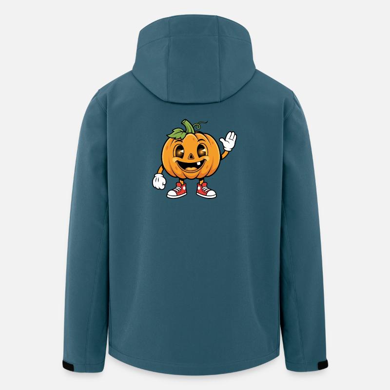 Dessin animé citrouille Oeuvre Halloween - Veste softshell homme en polyester recyclé Stanley/Stella - bleu pétrole foncé