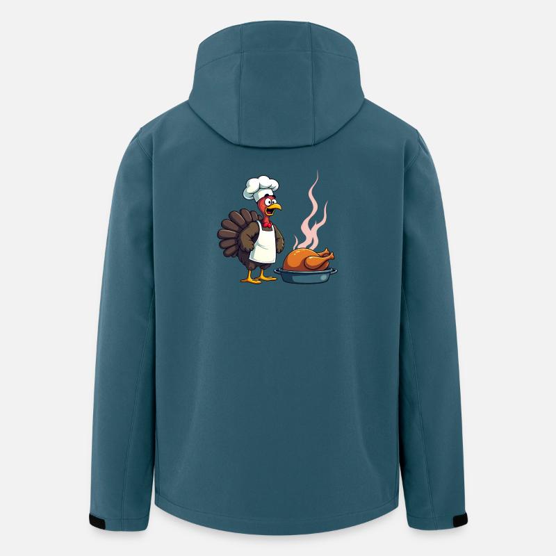 Cuisinier de dinde de Thanksgiving - Veste softshell homme en polyester recyclé Stanley/Stella - bleu pétrole foncé