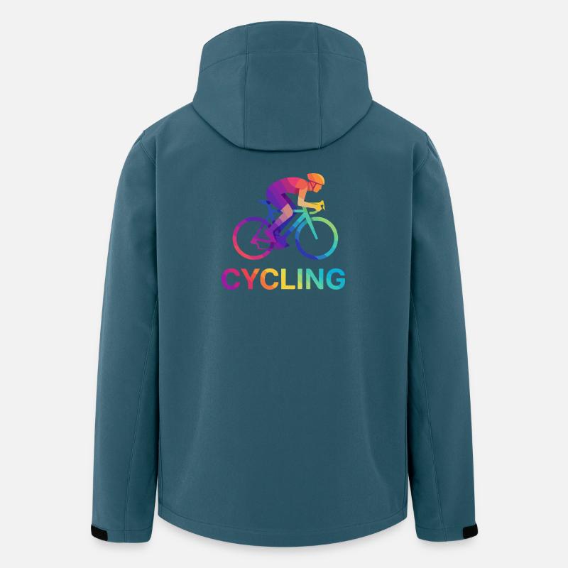 Lebendiges Regenbogen-Radfahrerdesign - Recycelte Männer Softshell-Jacke von Stanley/Stella - Dunkles Petrol