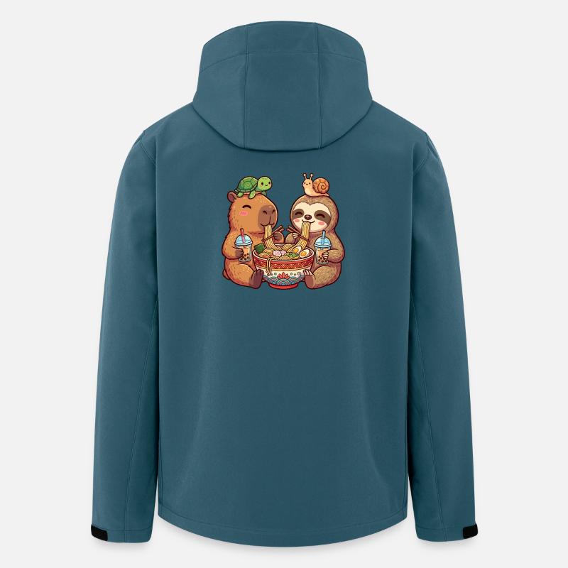 Ramen-Nudel-Freunde Capybara und Faultier - Recycelte Männer Softshell-Jacke von Stanley/Stella - Dunkles Petrol
