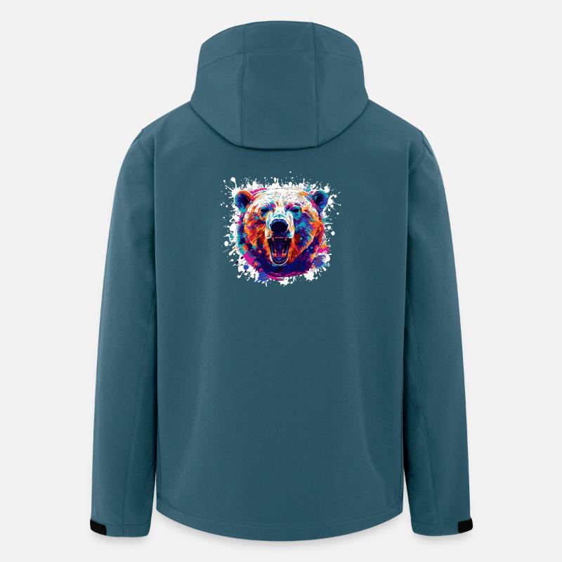 Bunter Bärenkopf PopArt - Recycelte Männer Softshell-Jacke von Stanley/Stella - Dunkles Petrol