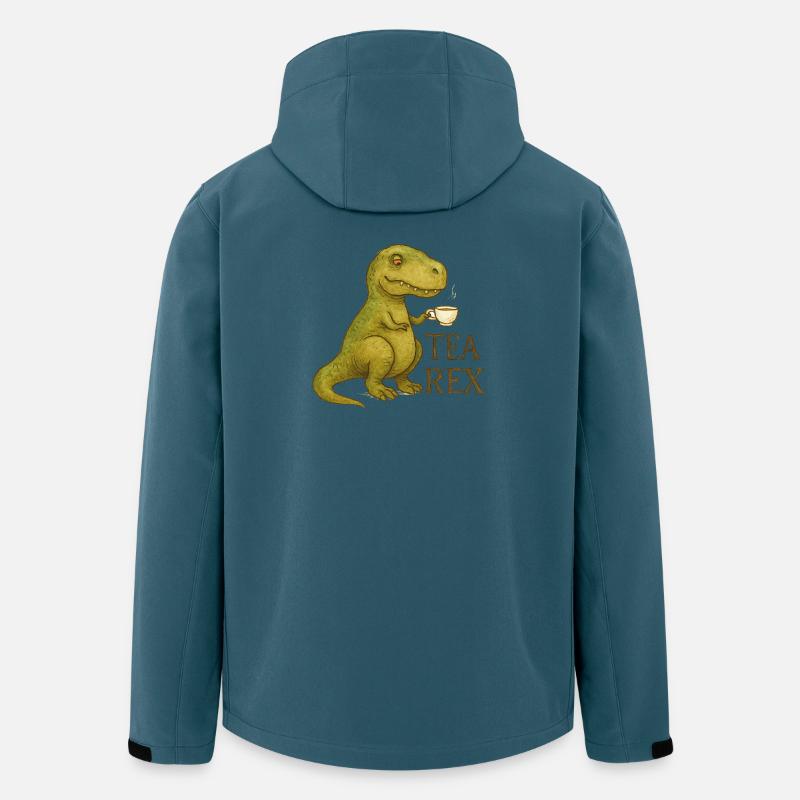 Tea Rex: Aquarell Dino Tea Time - Recycelte Männer Softshell-Jacke von Stanley/Stella - Dunkles Petrol