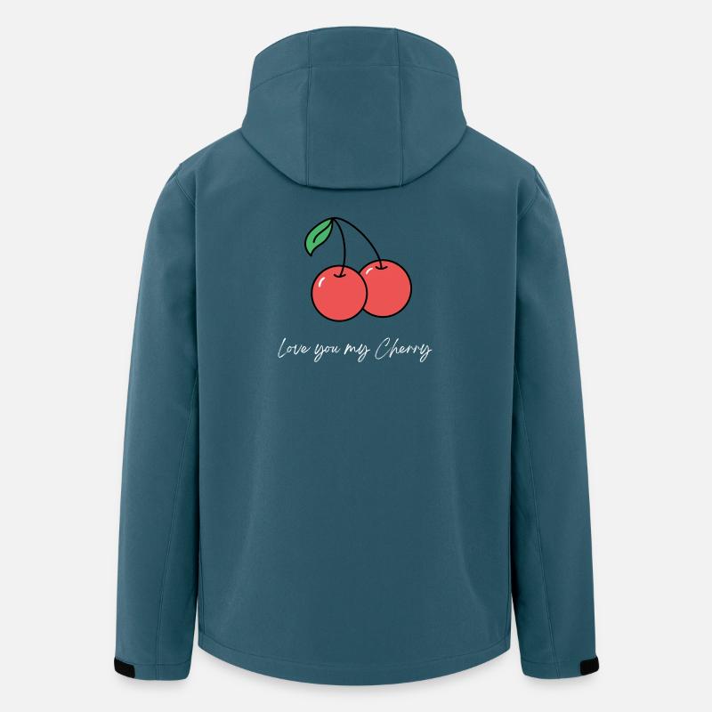 Zwei Kirschen  mit Liebesgruß - Recycelte Männer Softshell-Jacke von Stanley/Stella - Dunkles Petrol
