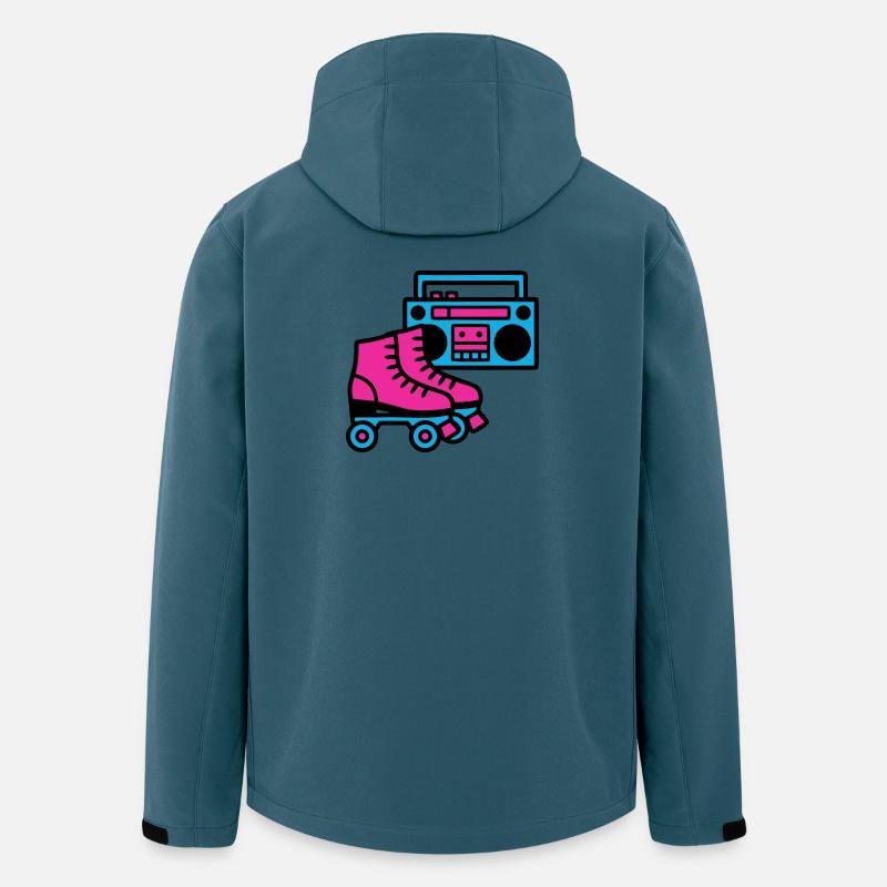 Roller Boombox Rétro années 80 - Veste softshell homme en polyester recyclé Stanley/Stella - bleu pétrole foncé