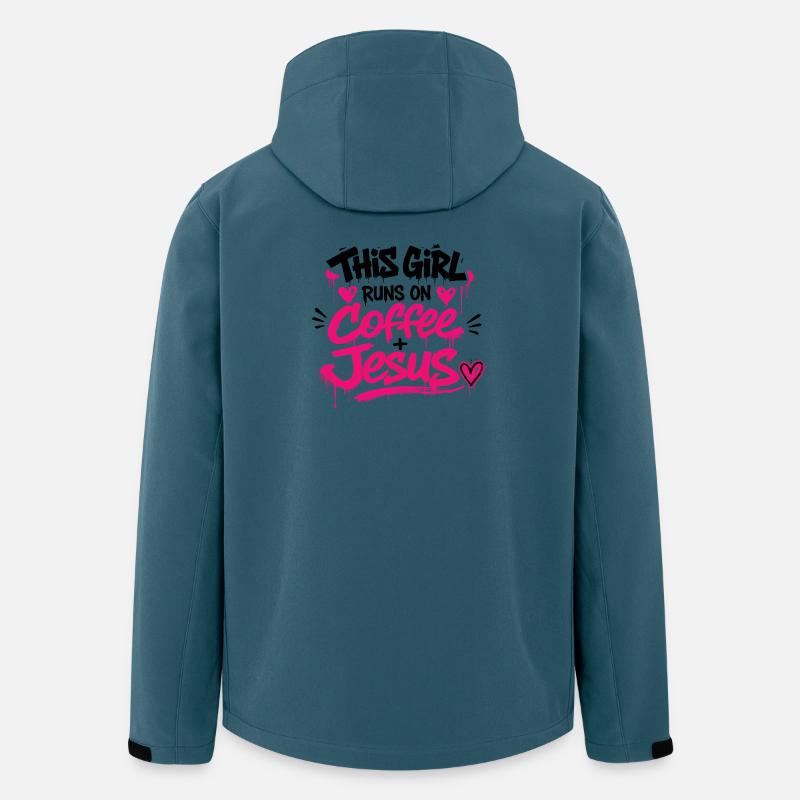 Coffee Jesus Graffiti - Veste softshell homme en polyester recyclé Stanley/Stella - bleu pétrole foncé
